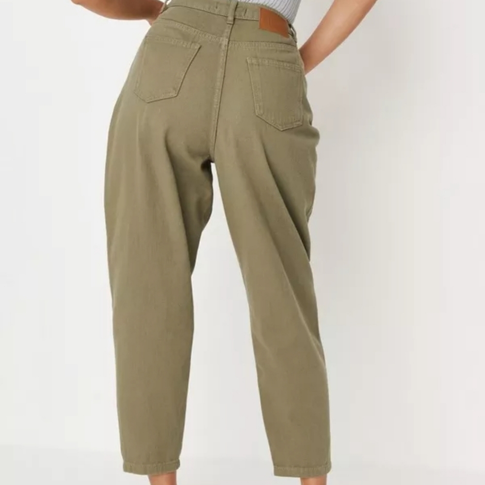 Khaki High Rise Cropped Leg Jeans - Picture 3 of 3